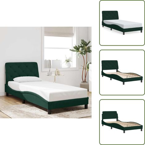 Cuscino testiera - vidaXL Giroletto senza Materasso Verde Scuro 90x190 cm in Velluto - Velluto