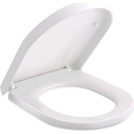Siège de toilette en PP en forme de U 37 cm de large Réglable de 43 à 48 cm de longueur Convient pour un espacement des trous d'installation de 9,5 à 18,5 cm Couvercle de toilette universel (46 x 36 x (1/5)