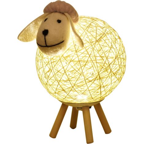 LED-Nachtlicht für Kinder, niedliches Schaf-Design, handgewebter Lampenschirm, Mondlampe, Kinderzimmerlampe, US-L – Fernbedienungsversion – Grau