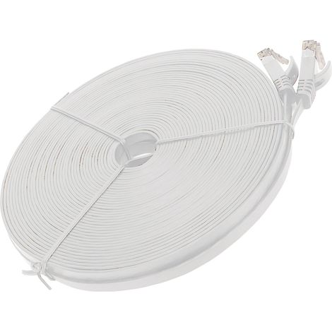 Câble réseau Gigabit de 20 m (66 pieds) avec ports RJ45, 1000 Mbps, CAT6, blanc, pour routeurs et ordinateurs portables. (1/5)