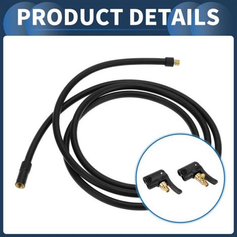 Pièce de pompe à pied Tuyau gonflage pneus voiture 180 cm 7,8mm ID Rallonge Adaptateur de valve de pneu avec embout noir (1/5)