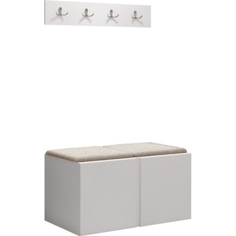 Conjunto para recibidor Pinis VI, Blanco, 0x0x0cm, Tapiz, Aglomerado laminado, Colocada, Montada en la pared