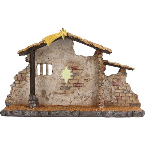 Statue de crèche de Noël, détails fins et éclatants, étable de crèche de Noël, abri de crèche miniature, décoration de crèche de Noël (1/5)