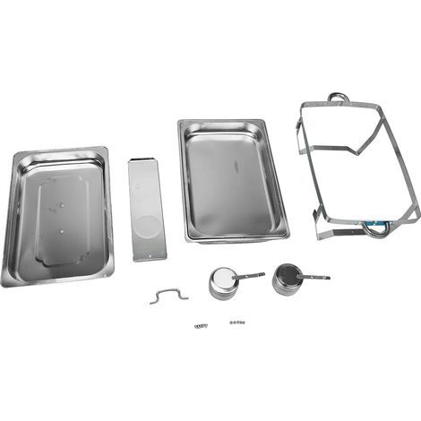Ensemble de plats à réchaud rectangulaires en acier inoxydable avec couvercle et support stable pour restaurant et maison (1/5)
