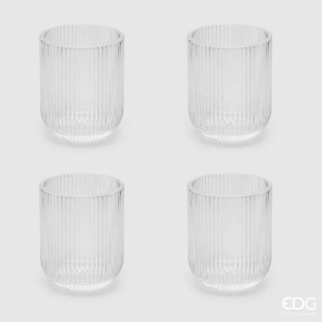 EDG Enzo De Gasperi Bicchiere Righe Tumbler H 9 Cm D 7 Cm 4 Pz