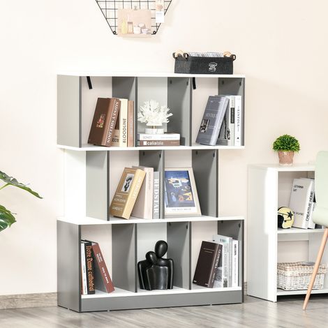 Bibliothèque à 8 niveaux pour salon et chambre, en bois, 100 x 24 x 124 cm, gris anthracite (1/5)