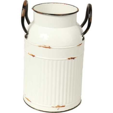 Dekorative Metallvase im Vintage-Stil, weiß (1/2)