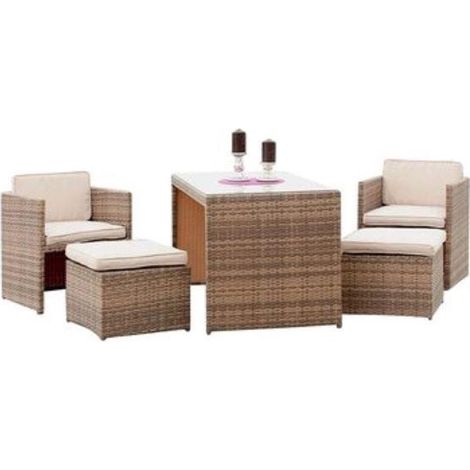 Merano Set 11tlg 2 Sessel 2 Hocker Tisch 127x695cm