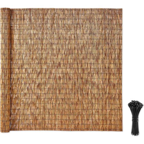 VEVOR Cañizo de Ocultación y Decoración para Jardín, 1,8 x 5 m, Valla Natural, Brezo y Mimbre de Cerramiento, Paquete de 1 Pieza con Kit de Bridas de Plástico, Privacidad para Terraza Patio Balcón (1/5)