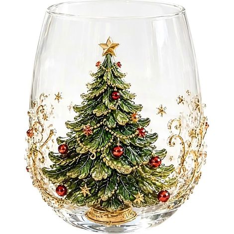 Verre décoratif 3D Noël, verre à vin sans pied relief bonhomme de neige, verre festif pour café, thé, lait, jus, fêtes de Noël (1/5)