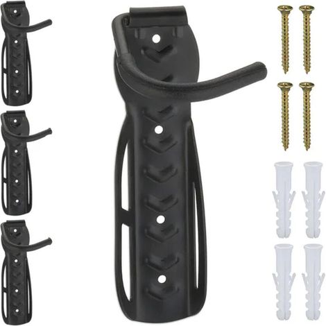 Juego de 6 soportes de pared para bicicletas, carga máxima: 25 kg, suspensión vertical, metal (acero), negro. (1/5)