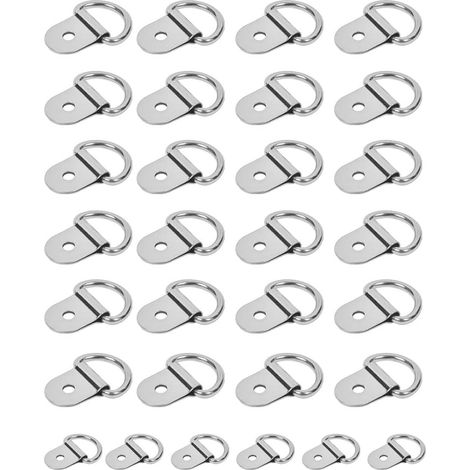 30 pcs Anneaux d'Arrimage en Acier Inoxydable, V-Ring Crochet D'arrimage de Charge pour l'arrimage de Charge dans Les Voitures Kayak et remorques(Plaqué Nickel) (1/5)