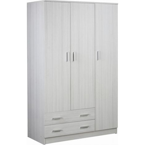 Armario ropero moderno dormitorio 3 puertas 2 cajones Mell - Eucalipto