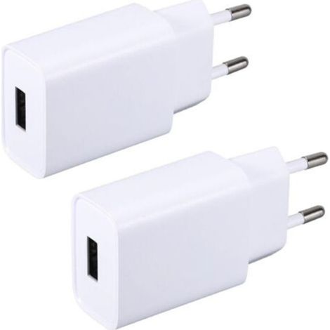 2 Pack Chargeur USB 5V 2A Adaptateur Prise Secteur Compatible avec iPhone,Samsung,écouteurs,Lecteur ebook,Lampe Table,Consoles Jeux,Routeur,Bluetooth Speaker (1/5)