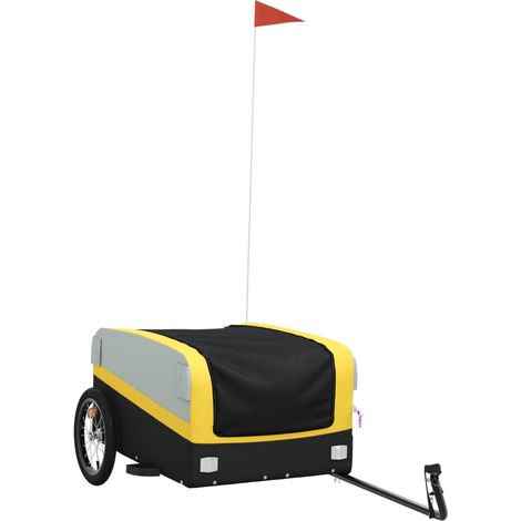 Remorque de vélo noir et jaune 45 kg fer CFW27799 (1/5)