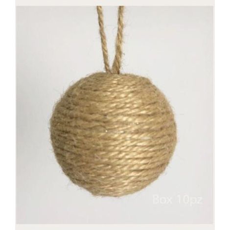10 sfere palle decorate per albero natale Ø6 cm - colore beige