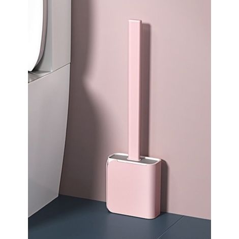 Scopino per WC con supporto ad asciugatura rapida per il bagno, spazzolino per WC compatto rosa (1/3)