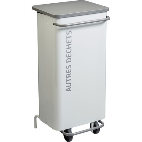 Poubelle de tri mobile Nomade - autres déchets - 110l - blanc / gris clair - RAL 9022 (1/3)