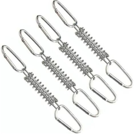 4 Pièces Ressort de Traction Boucle Ressort Tension Fixation Store, avec 8 Mousquetons, Voile D'ombrage Fixations Accessoires en Acier Inoxydable pour Tentes Auvents Camping