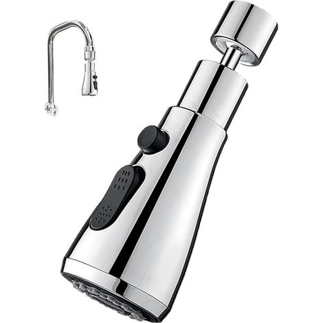 Accessoire de robinet de cuisine argenté, adaptateur pour robinet d'évier, rotation libre à 360°, 3 réglages ajustables (1/5)
