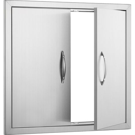 Porte BBQ Double 660x609 mm, Acier Inoxydable, Montage Affleurant, avec Poignées, pour Îlot de Cuisine Extérieur et Station de Grillade. (1/5)