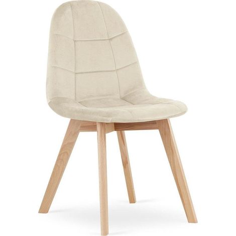 Leobert Esszimmerstuhl beige aus Samt