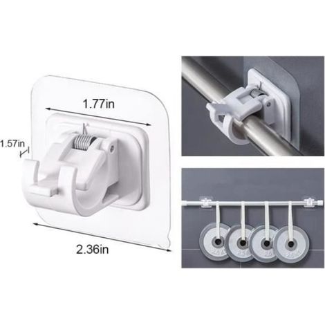 8 supports autocollants pour tringle à rideau - Pas de perçage - En plastique - Facile à broder - Pour la maison, (transparent) (1/4)