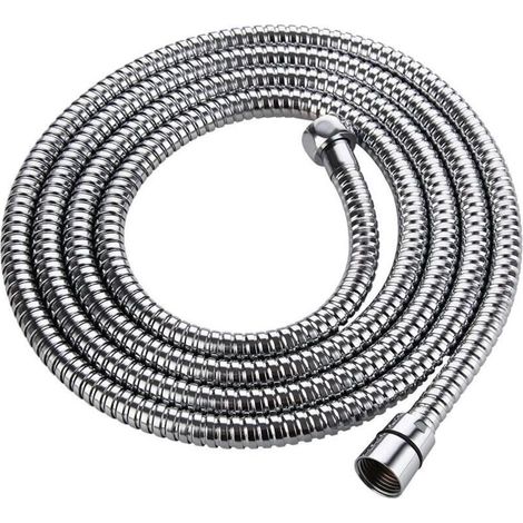 Ulisem Flexible de douche 2 m, flexible de douche anti-pliage en acier inoxydable, accessoires de douche chromés, flexible sanitaire universel pour salle de bain