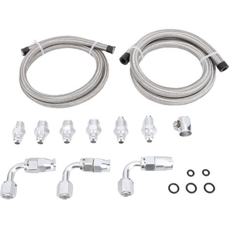 Power steering pump hose kit, 25 inch, 6AN, made of nylon and stainless steel, seal replacement for C10 LS Type 2 exchange connections. (1/5)