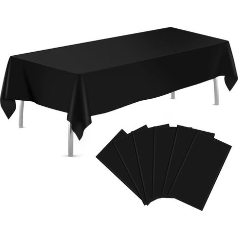 Nappes en plastique noir, lot de 6 (137 x 274 cm) – Nappes de réception jetables et résistantes à l'huile (1/5)