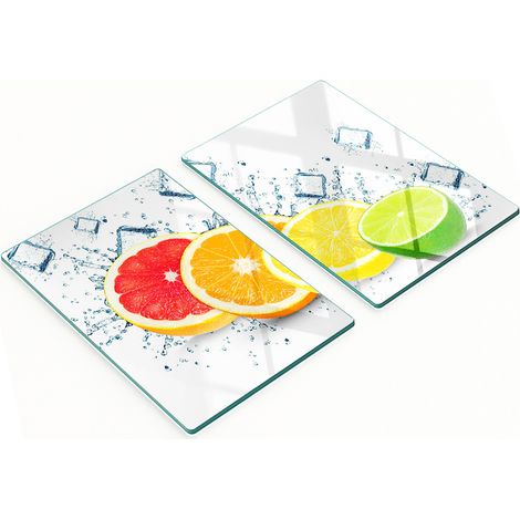 Stilvolle und robuste Glasplatten mit Zitrusfrucht-Print, 2 x 40 x 52 cm (1/5)