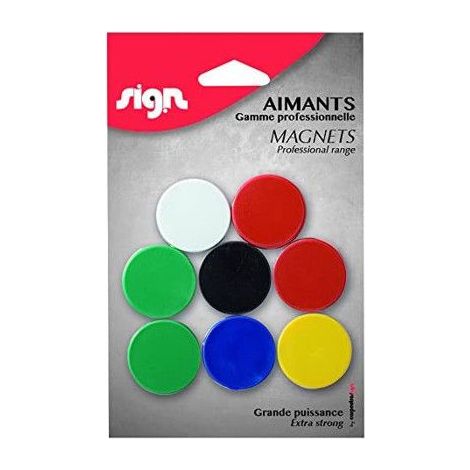 Aimants Ronds - Lot de 8 - Diamètre 30 mm - Plastique - Résine