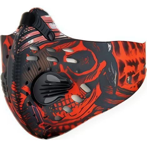 Masque de cyclisme extérieur avec filtre à charbon actif PM2.5 et attaches auriculaires anti poussière pour protection contre les particules couleur rouge (1/5)
