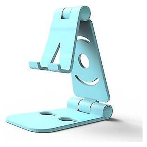 Support de téléphone portable mini et pliable pour bureau, réglable sur 4 degrés, universel pour iPhone et Android (bleu)
