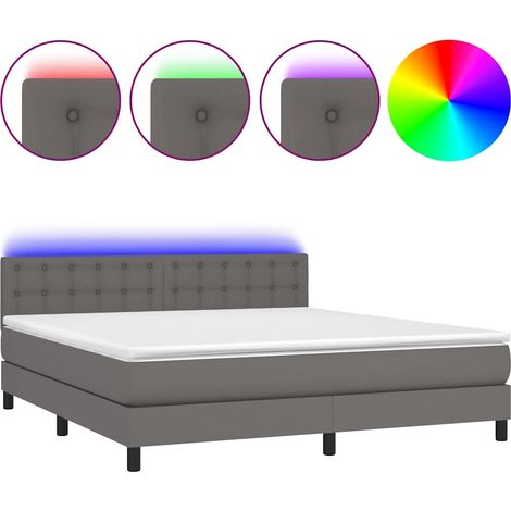 Maison Exclusive - Boxspringbett mit Matratze & LED Grau 180x200 (1/5)