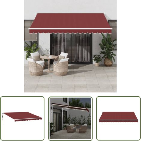The Living Store Markise Automatisch mit LED Weinrot 400x300 cm - Markise - Gartensonnenschirm - Outdoor-Decken - Terrassendecke - Patioabdeckung (1/5)