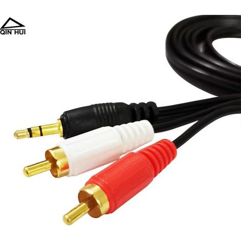 Câble adaptateur audio 3,5 mm pour téléviseur, amplificateur de téléphone portable et haut-parleur d'ordinateur (prise mâle vers double RCA).