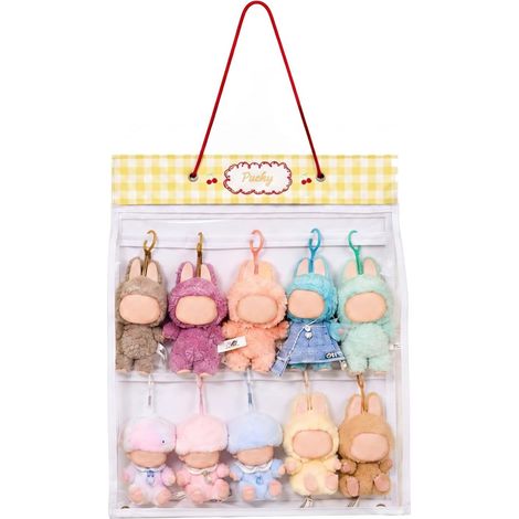 Rangement pour peluches, sac de rangement suspendu à double couche, sac anti-poussière, présentoir mural pour poupées, dimensions : 16,9 x 21,3 pouces (1/5)