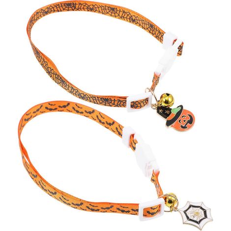 Collares decorativos para mascotas de Halloween para gatos con cascabel, juego de 4 piezas. (1/5)