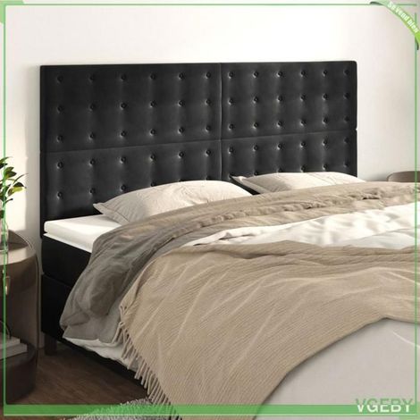 Tête de lit - 3116828 - Noir - Velours - Hauteur réglable (1/5)