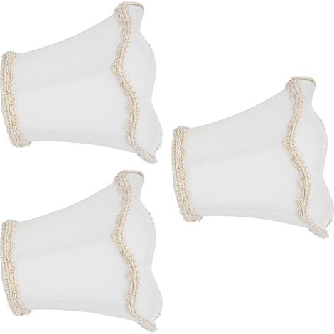 Lot de 3 abat-jour en tissu E14 à clipser pour applique murale, lustre ou bougie, décoration intérieure blanche (1/5)