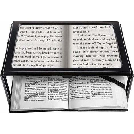 A4 Pleine Page Loupe de Lecture Loupe Sur Pied Rectangulaire Mains Libres avec 4 LED Lampe Lentille de Grossissement 3X pour Lire pour les Personnes âgées Les Aînés et Les Malvoyants de