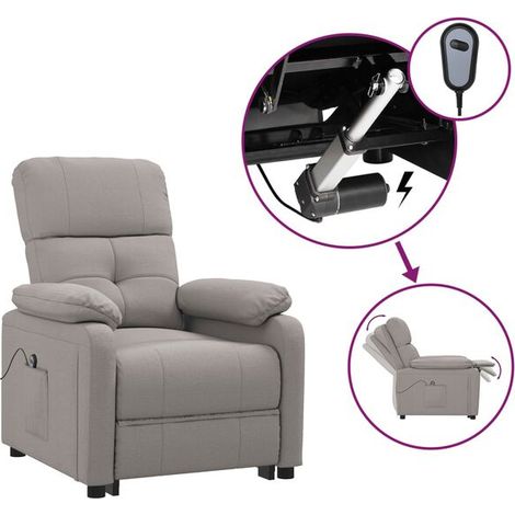 Chaise longue électrique réglable en tissu gris-beige – Lit de relaxation inclinable avec commande à distance, idéale pour salon ou chambre (1/5)