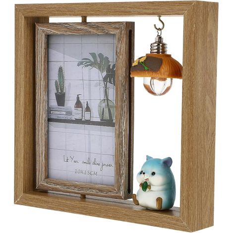 photo rotatif double face décoratif en MDF et verre 15 cm