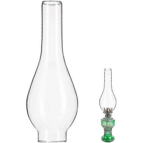 Abat-jour en verre transparent pour lampe à pétrole, cheminée de 24,5 cm, style rétro, pour éclairage de maison et de jardin. (1/4)