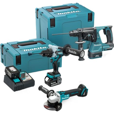 Makita DLX3222TJ 18v LXT Brushless Kit DHR242 SDS DGA506 Grinder DHP492 Drill (1/5)