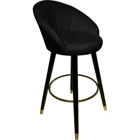 Sgabello Bar Prague Nero 55x56x104 cm Legno e Spugna Nero e Oro