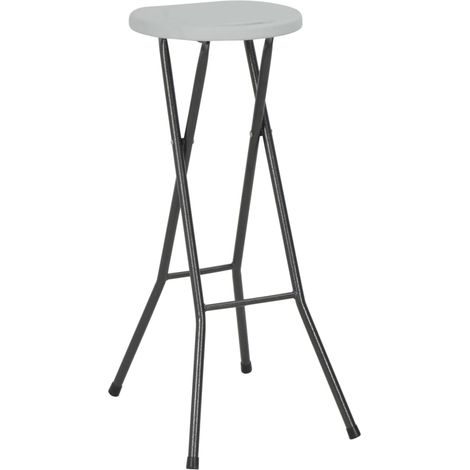 Tabourets de bar Chaise de bar pliables lot de 2 PEHD et acier Blanc (1/5)