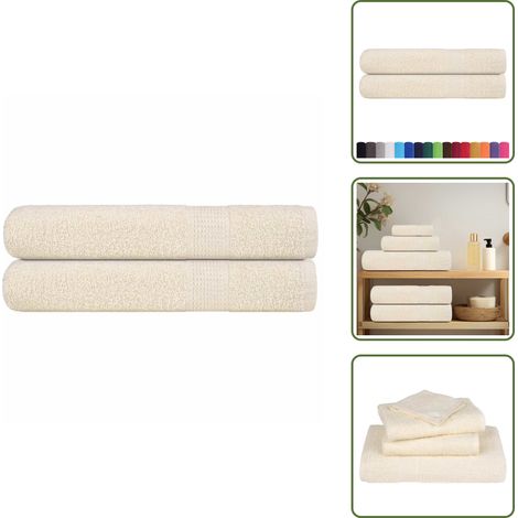 vidaXL Handtücher 2 Stk. Creme 100x200 cm 360 g/m² 100% Baumwolle (1/5)