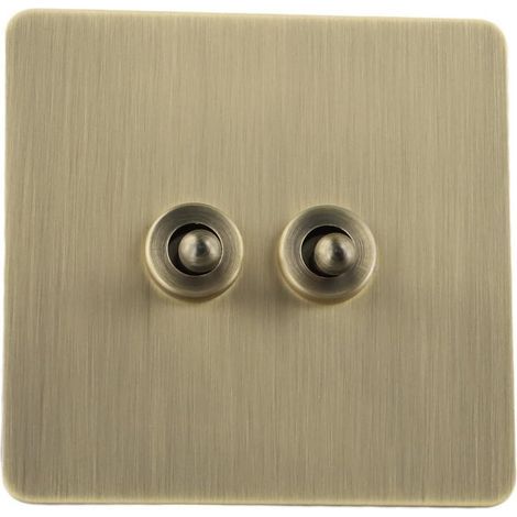 Dual control switch with green copper finish, compatible with standard size (2 positions). (1/3)